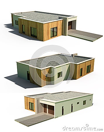 3d modern house facade exterior Stock Photo