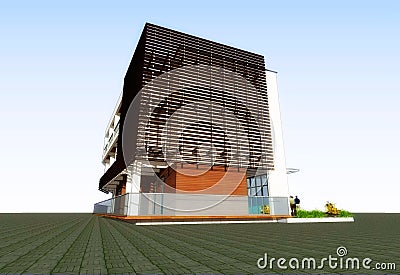 3D modern residential building Stock Photo