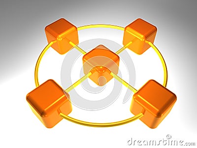 3D Network Node Stock Photo