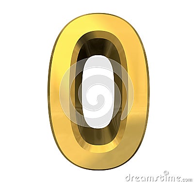 3d number 0 in gold Stock Photo