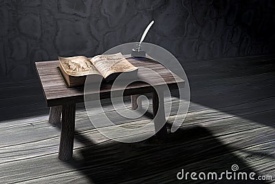 3d old study scene Stock Photo