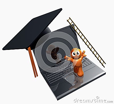 3d online graduation icon Cartoon Illustration