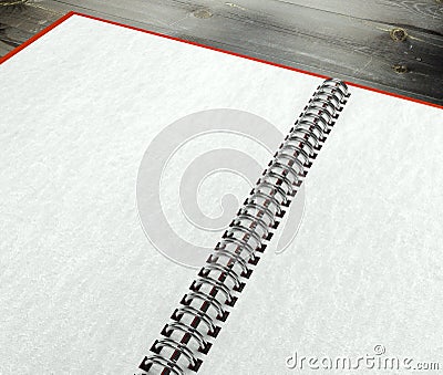 3d open blank notebook on desk paper texture Stock Photo