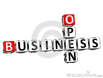 3D Open Business Crossword Stock Photo