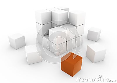 3d orange business cube Stock Photo