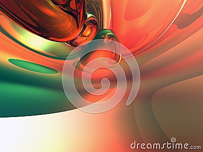 3d Orange Green Shiny Abstract Background Stock Photo