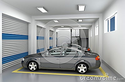 3D Parking Garage Stock Photo