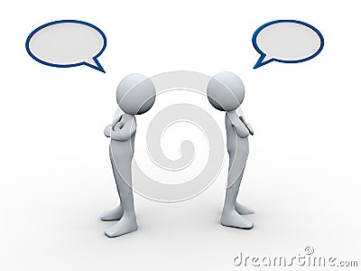 3d people conflict bubble speech Stock Photo