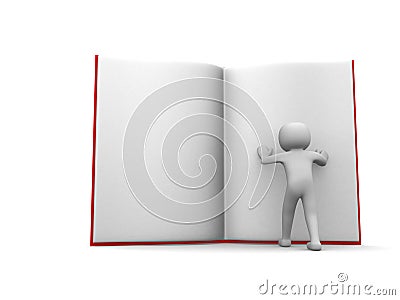 3d person open a book Cartoon Illustration