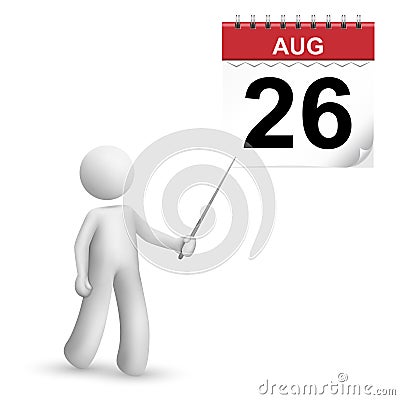 3d person pointing at a calendar with a stick Vector Illustration