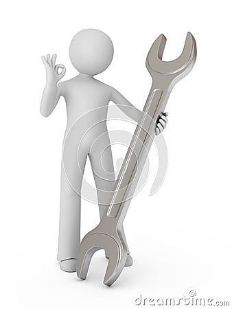 3d person with a spanner. Stock Photo