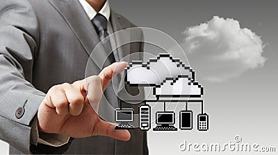 3d pixel cloud network icon Stock Photo