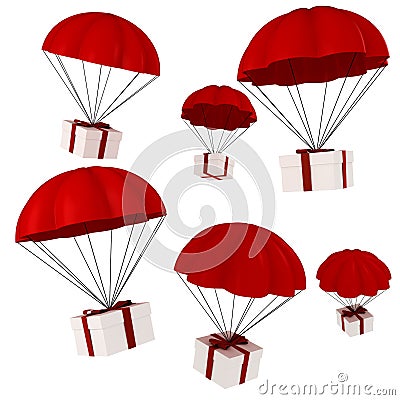 3d presents falling from the sky Stock Photo