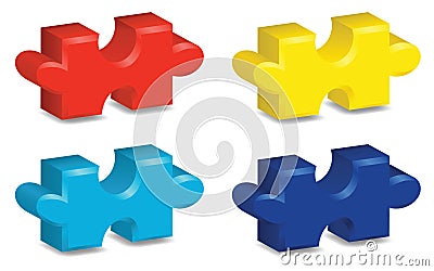 3D Puzzle Pieces Vector Illustration