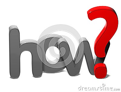 3D Question Word How on white background Stock Photo