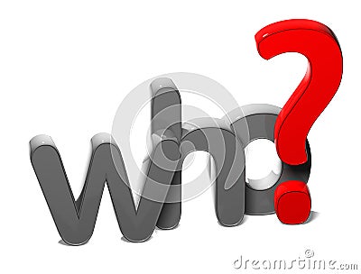 3D Question Word Who on white background Stock Photo