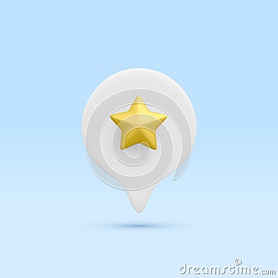 3d realistic golden star isolated on blue background. Customer rating feedback concept from the client about employee for mobile Vector Illustration