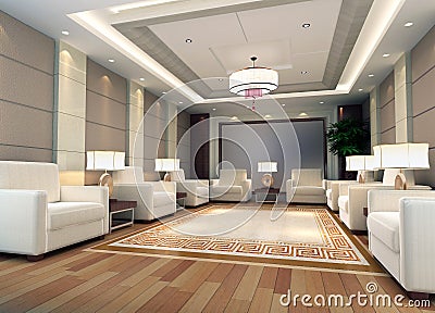 3d reception room rendering Stock Photo