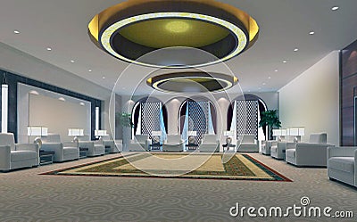 3d reception room rendering Stock Photo