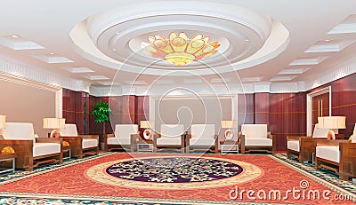 3d reception room rendering Stock Photo