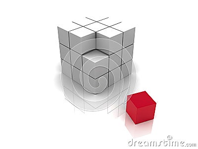 3d red CUBE Stock Photo