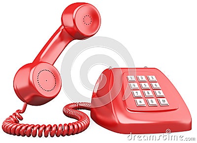 3D red old fashioned style telephone Stock Photo