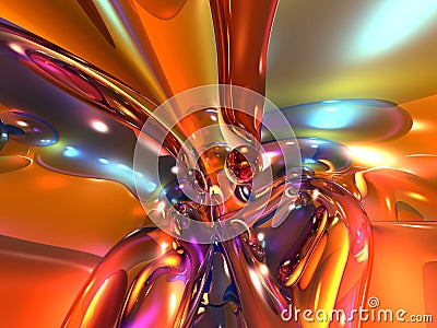 3D Red Orange Colorful Bright Abstract Glass Stock Photo