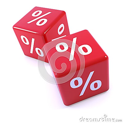 3d Red percentage dice Stock Photo