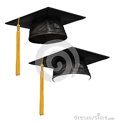 3D render of black graduation cap Stock Photo