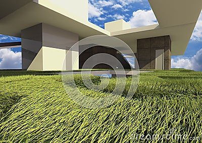 3d render building system Stock Photo