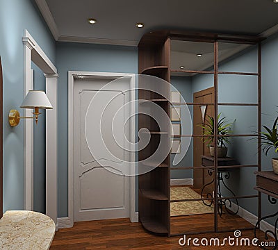 3D render interior of vestibule Stock Photo