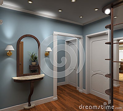 3D render interior of vestibule Stock Photo