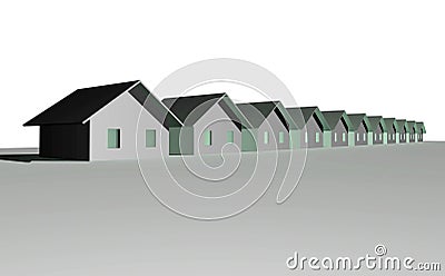 3D render of modern houses Stock Photo