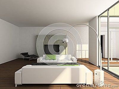 3D render modern interior of living-room Stock Photo