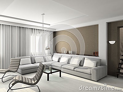 3D render modern interior of living-room Stock Photo