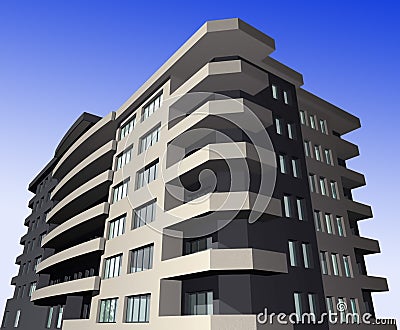 3D render of modern residential building Stock Photo