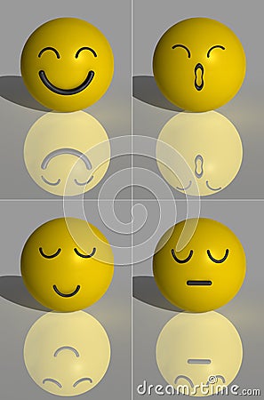 3D Render Smilies Stock Photo