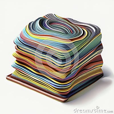 3d rendering of a stack of multicolored sheets of paper generative AI Stock Photo