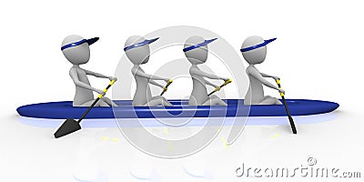 3d rowing team Stock Photo