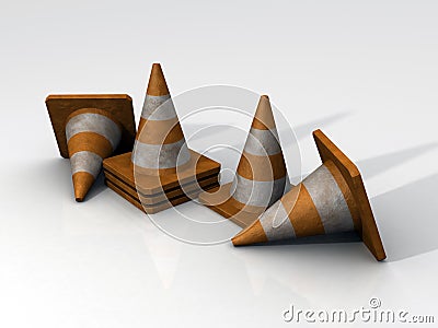 3D Safety Cones Stock Photo