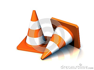 3D Safety Cones Stock Photo