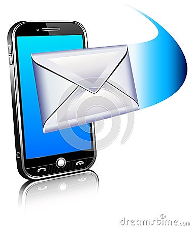 3D Send receive email icon - mobile phone Vector Illustration