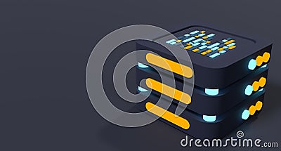 3D server icon. Computer server 3d render icon. Cloud computing. 3d render illustration Cartoon Illustration