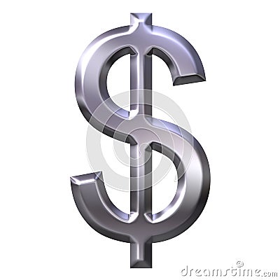 3D Silver Dollar Symbol Stock Photo