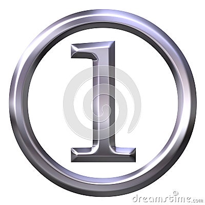 3D Silver Number 1 Stock Photo