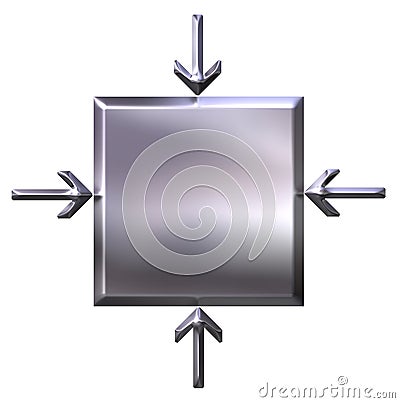 3d silver square with pointing arrows Stock Photo