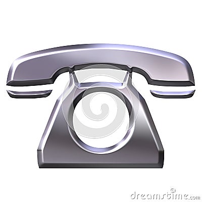 3D Silver Telephone Stock Photo