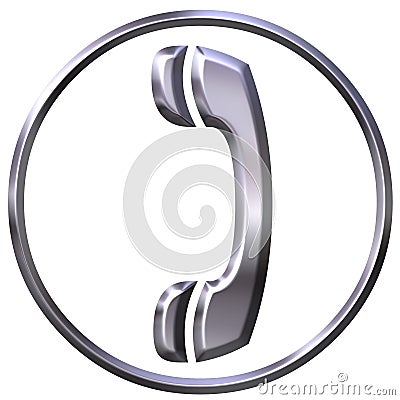 3D Silver Telephone Sign Stock Photo