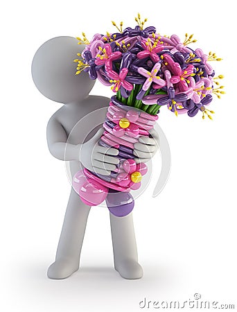 3d small people - Balloon flower Stock Photo