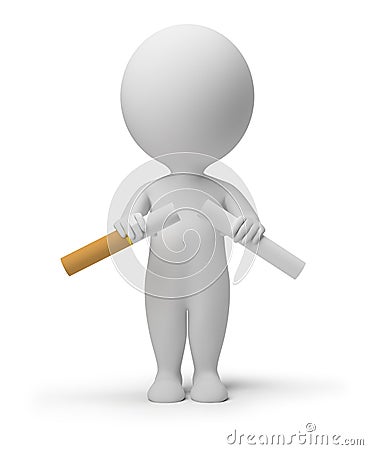 3d small people - breaking cigarette Stock Photo